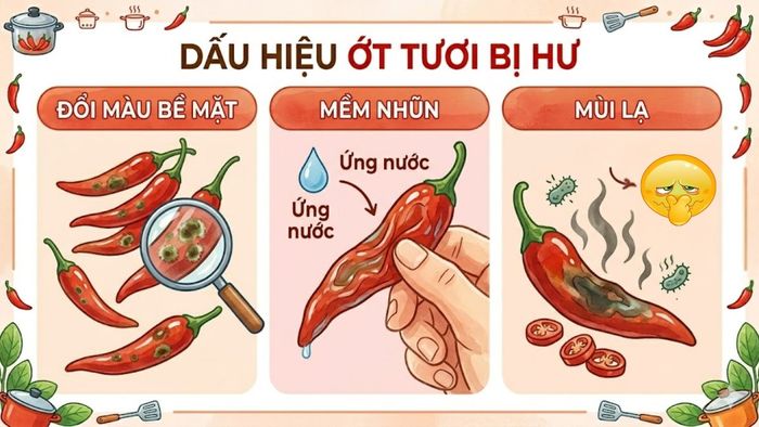 Dấu hiệu nhận biết ớt bị hư hỏng