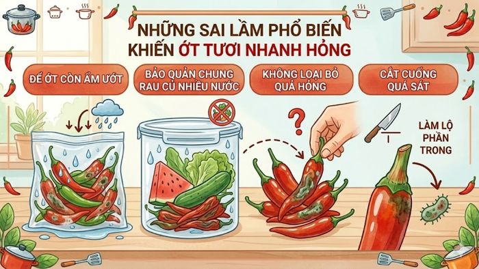 Những lỗi thường gặp khiến ớt nhanh xuống cấp