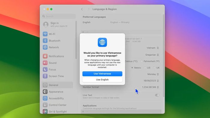 Hướng dẫn thay đổi cài đặt ngôn ngữ hệ thống trên MacOS - bước 5