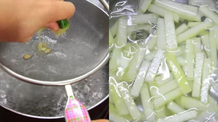 Hướng dẫn làm mứt bí đao không cần phèn chua, tiếp tục với bước 3