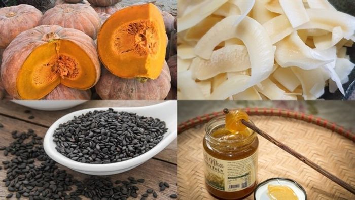 Nguyên liệu để làm mứt bí đỏ dẻo kết hợp với dừa sấy