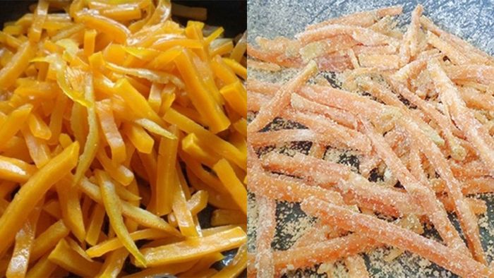 Hướng dẫn cách làm mứt bí đỏ khô tiếp tục với bước 3.