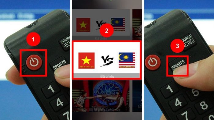 Hướng dẫn sử dụng remote tivi Samsung với nút Sports – Bước 1