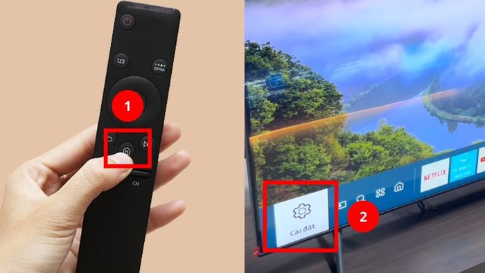 Hướng dẫn sử dụng remote Samsung để tìm kiếm bằng giọng nói – Bước 1