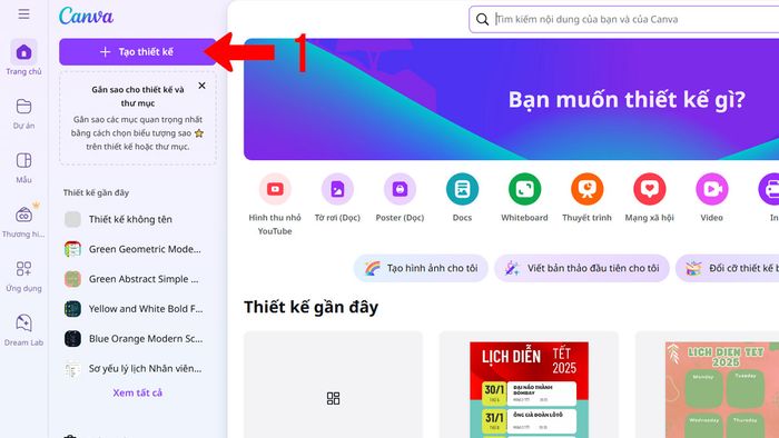 Hướng dẫn chèn văn bản vào ảnh trên máy tính bằng Canva - bước 1