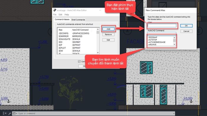 Hướng dẫn thay đổi lệnh trong CAD bằng hộp thoại Command Alias Editor - bước 2