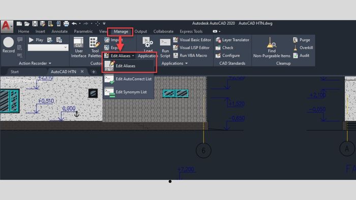 Hướng dẫn thay đổi lệnh trong CAD bằng Edit Aliases qua Notepad - bước 1