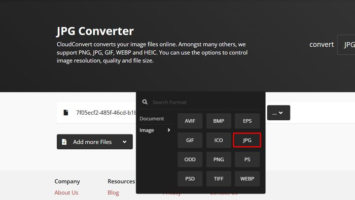 Hướng dẫn chuyển đổi PNG sang JPG bằng CloudConvert - Bước 1