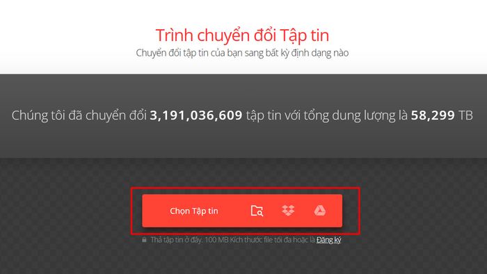 Hướng dẫn chuyển đổi PNG sang JPG bằng Convertio - Bước 1
