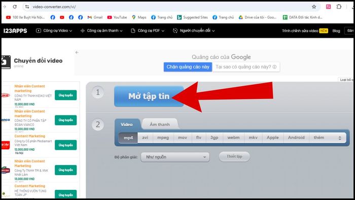 Hướng dẫn chuyển đổi video sang MP4 bằng Convert-video-online - bước 1