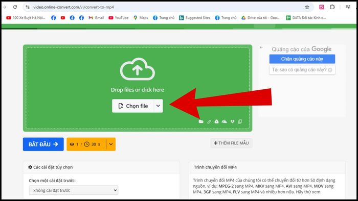Hướng dẫn chuyển đổi video sang MP4 bằng Video.online-convert - bước 2