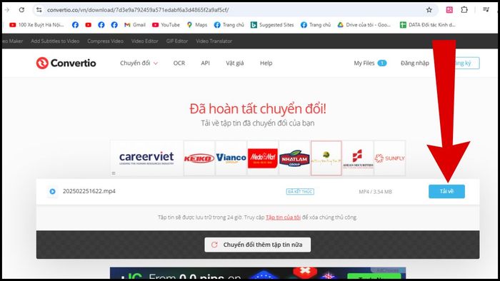 Hướng dẫn chuyển đổi video sang MP4 bằng Convertio - bước 3