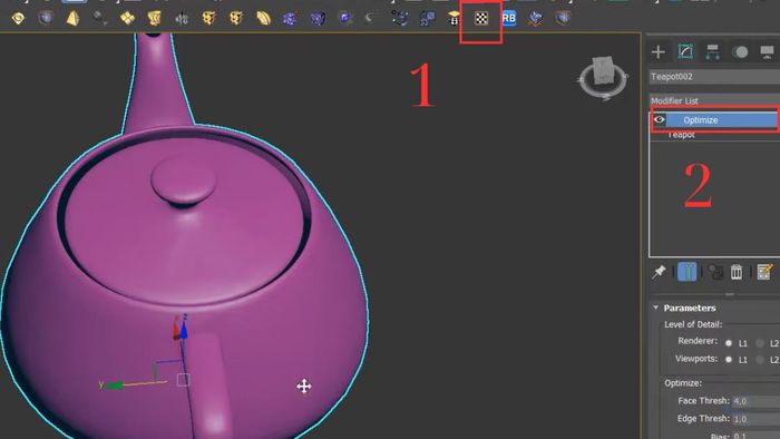 Cách giảm lưới trong 3dsMax - bước thứ hai