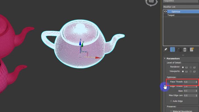 Cách giảm lưới trong 3dsMax - bước thứ ba