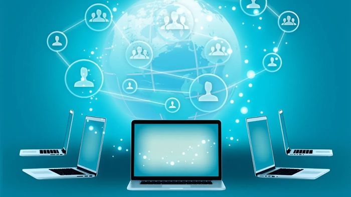 Hình nền PowerPoint tin học với thiết bị thu hút ánh nhìn