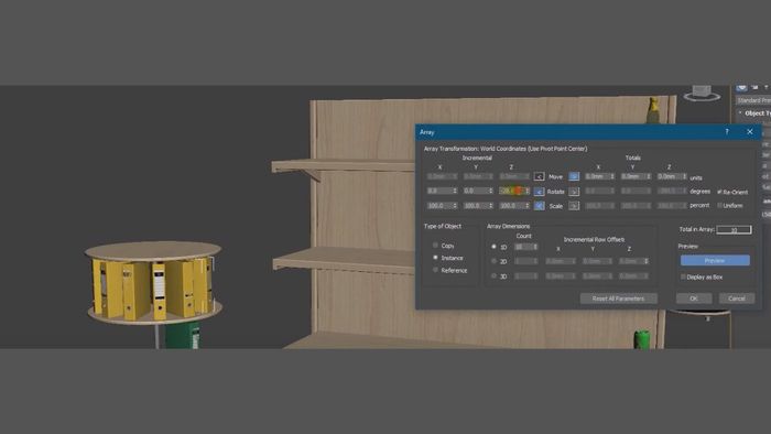Hướng dẫn sử dụng lệnh Array trong 3ds Max - bước 4