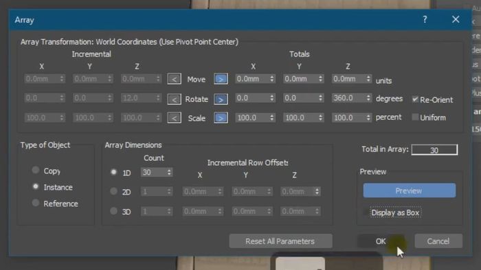 Hướng dẫn sử dụng lệnh Array trong 3ds Max - bước 5