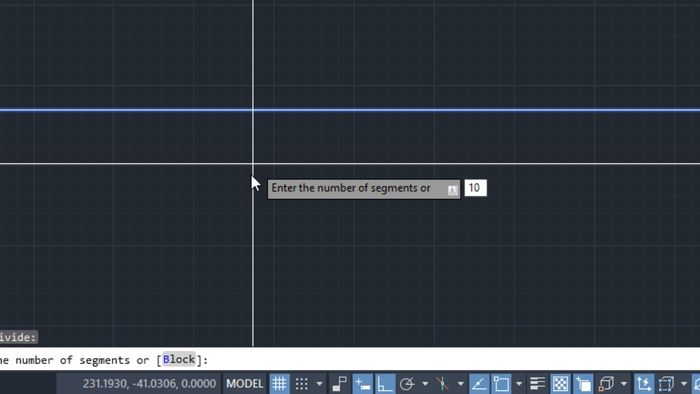 Hướng dẫn sử dụng lệnh chia đoạn thẳng trong CAD bước 2