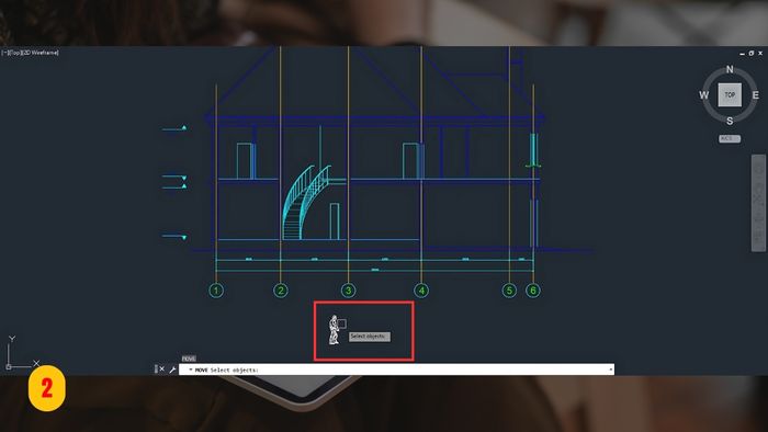 Hướng dẫn sử dụng lệnh di chuyển trong AutoCAD - bước 2