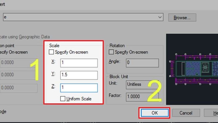Cách sử dụng lệnh Scale đối với Blocks ở bước 2