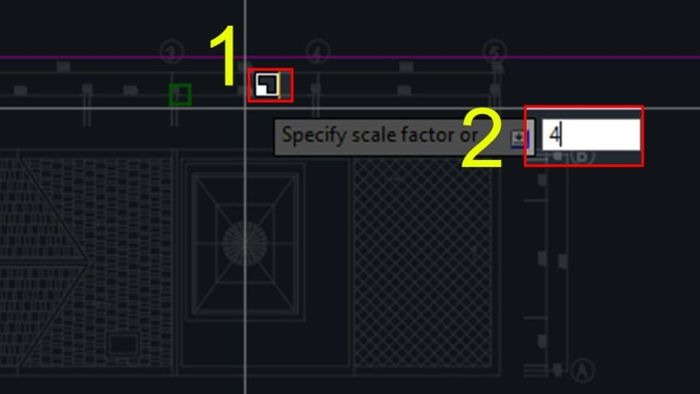 Hướng dẫn sử dụng lệnh Scale cơ bản trong CAD, bước 3.
