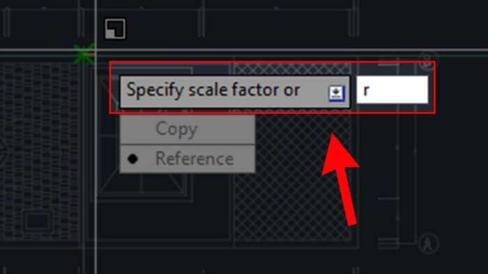 Áp dụng lệnh Scale trong CAD với tham số Reference ở bước đầu tiên