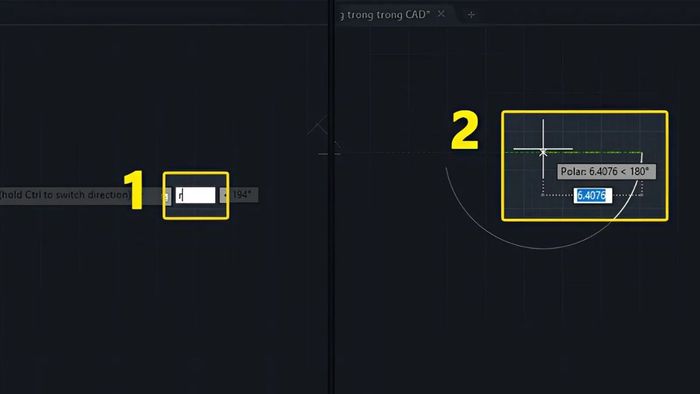 Vẽ cung tròn trong CAD qua điểm đầu, điểm cuối và bán kính - bước 3