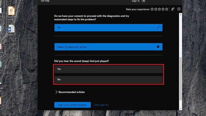 Chọn Yes để sửa lỗi mất âm thanh trên máy tính Win 10