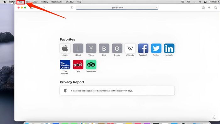 cách mở tab ẩn danh trên Safari Macbook qua menu safari - bước 1