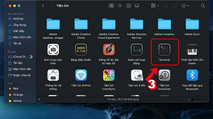 cách mở Terminal trên Mac bằng Finder - bước 3