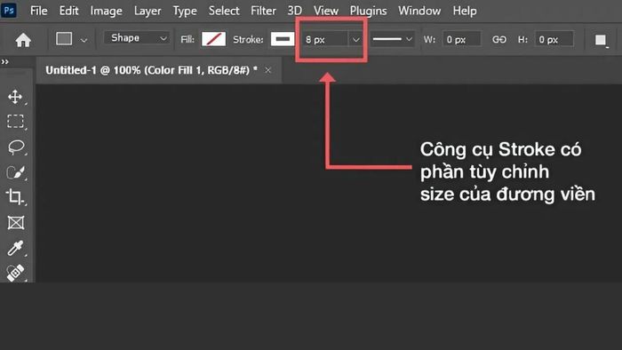 Bước thứ ba trong hướng dẫn tạo viền bằng công cụ Rectangle Tool của Photoshop