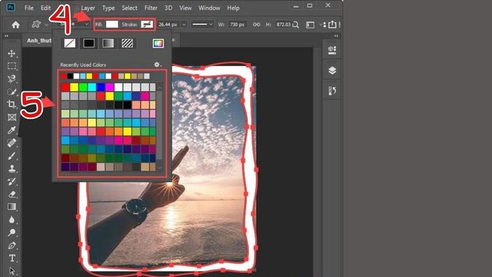 Bước thứ ba trong hướng dẫn tạo viền ảnh cơ bản với Photoshop