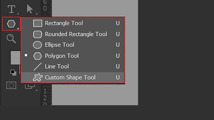 Bước đầu tiên trong phương pháp tạo viền bằng công cụ Rectangle Tool của Photoshop
