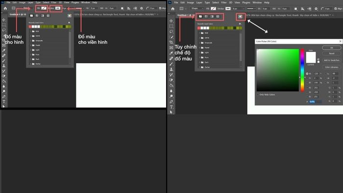 Bước thứ hai trong quy trình tạo viền sử dụng công cụ Rectangle Tool của Photoshop