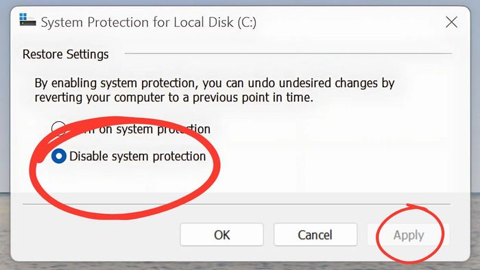 Vô hiệu hóa System Restore để cải thiện tốc độ Win 10