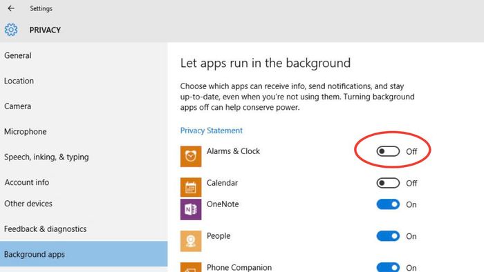 Điều chỉnh trạng thái on/off để tối ưu tốc độ Windows 10