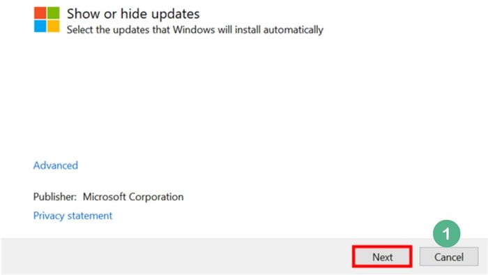Sử dụng phần mềm Show or Hide Updates để tắt cập nhật Windows 10 vĩnh viễn