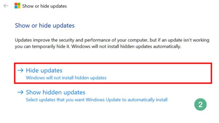 Vô hiệu hóa cập nhật Windows 10 vĩnh viễn bằng phần mềm Show or Hide Updates