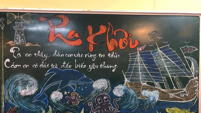 Thực hiện trang trí bảng 20/11 với chủ đề ‘Vượt Sóng’ một cách đơn giản nhưng vẫn đầy sáng tạo và sâu sắc.
