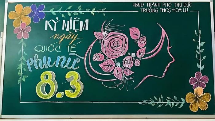 Mẫu trang trí bảng 8/3 bằng phấn đẹp và duyên dáng