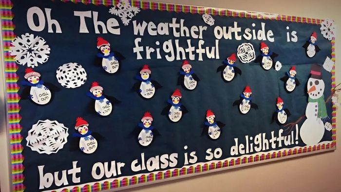 Mẫu trang trí bảng Noel bằng hình dán thật đẹp và dễ làm