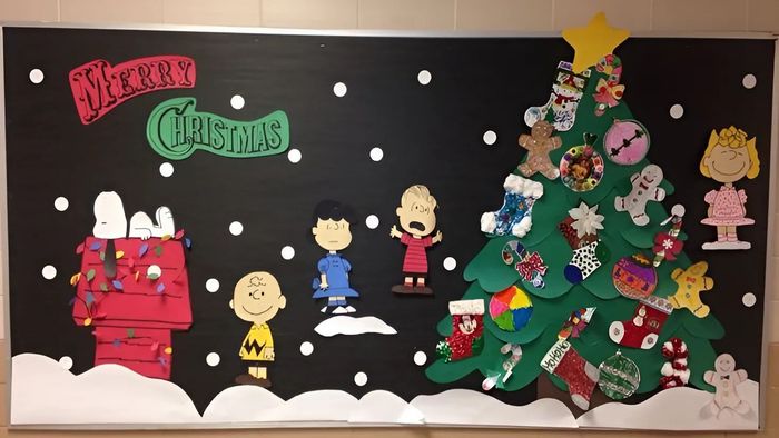 Ý tưởng cắt dán trang trí bảng Noel dễ thương, mang lại không khí ấm áp và vui vẻ