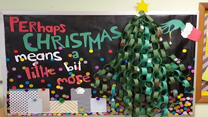 Cách trang trí bảng Noel với cây thông đơn giản nhưng đầy sáng tạo