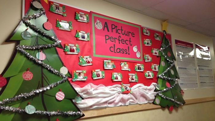 Trang trí bảng Noel thật dễ thương với hình ảnh cây thông xinh xắn