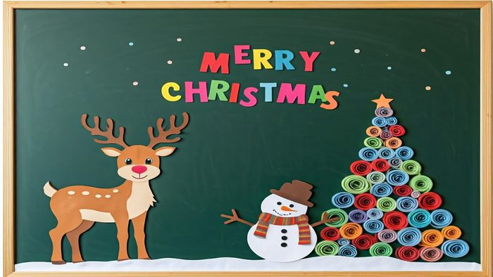 Trang trí bảng Noel bằng miếng xốp là một cách đơn giản và thú vị để tạo nên không gian Giáng sinh sinh động.