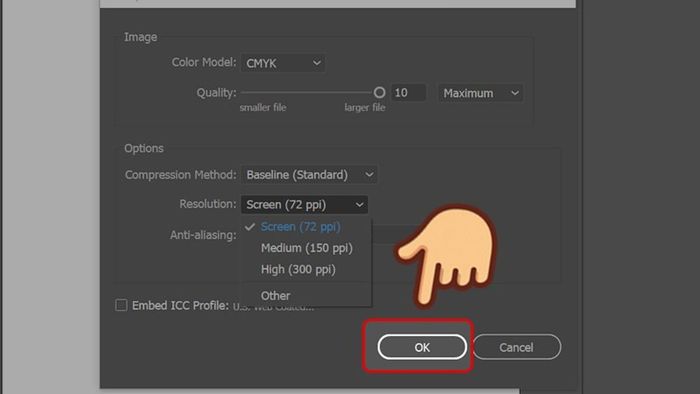 Hướng dẫn xuất file in ấn từ Illustrator sang JPG - Bước cuối cùng