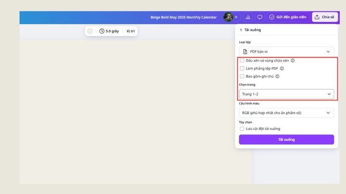Quy trình xuất file PDF chất lượng cao từ Canva