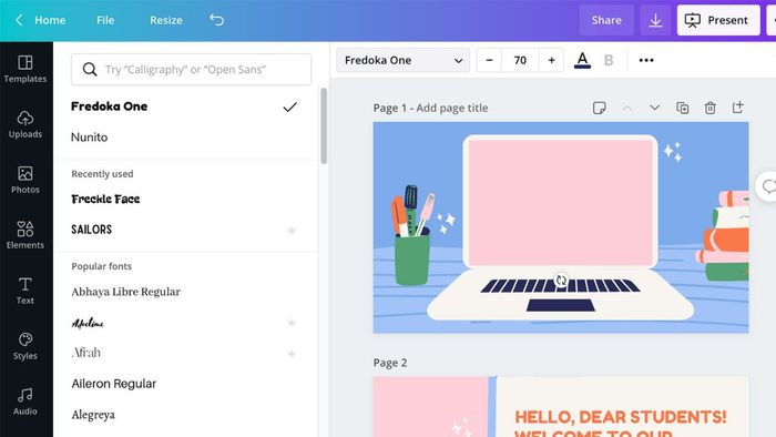Ưu tiên font chữ đơn giản và hạn chế hiệu ứng rườm rà