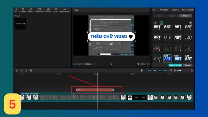 Chỉnh sửa thời gian và vị trí chữ trên video