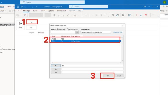 Hướng dẫn gửi thư đồng loạt đến nhóm liên hệ qua Outlook